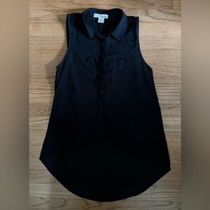 Sheer Black Blouse Tank With Stud Back Detail